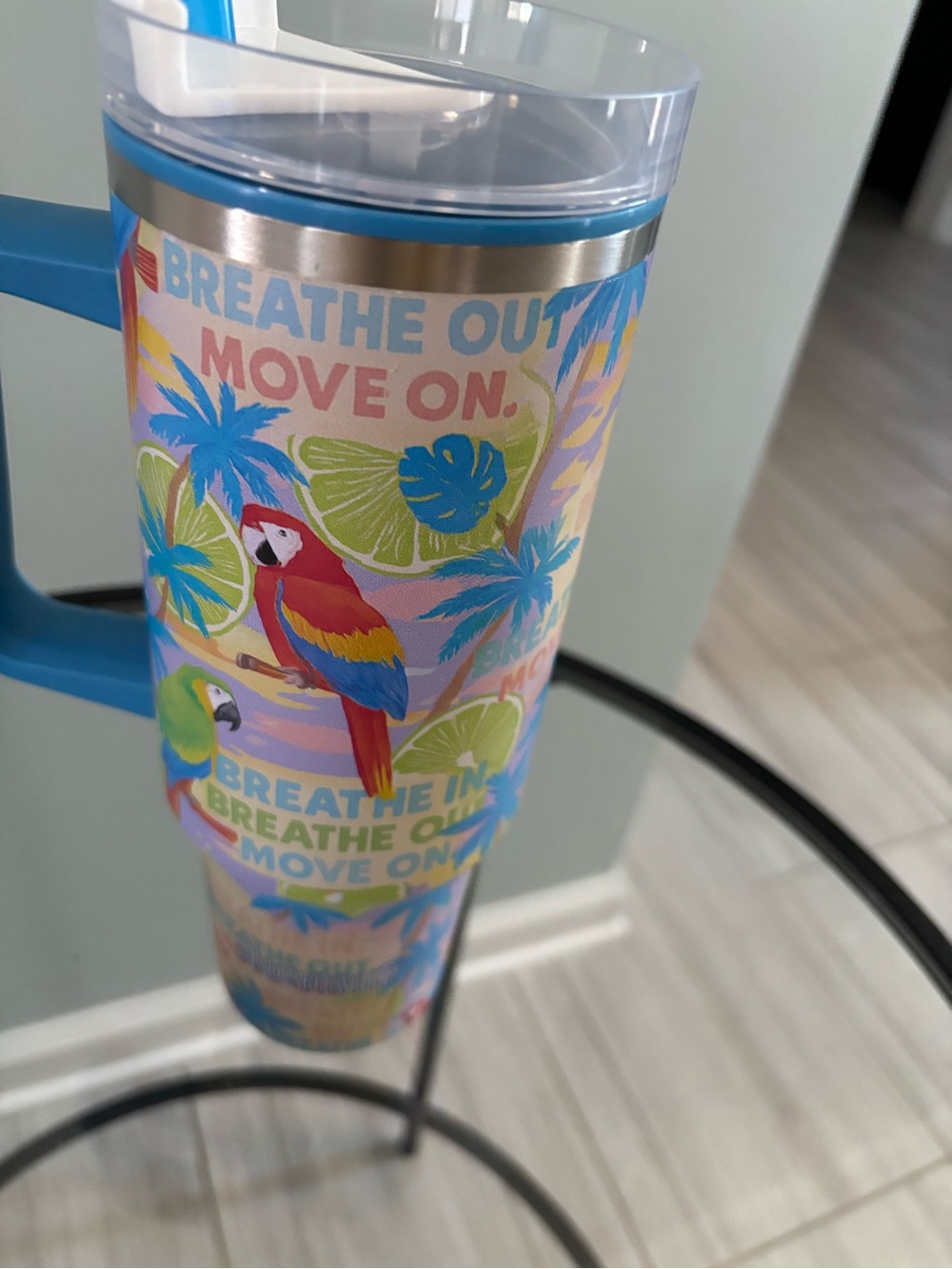 Margaritaville Tropical Parrot Travel Tumbler - Blue Handle